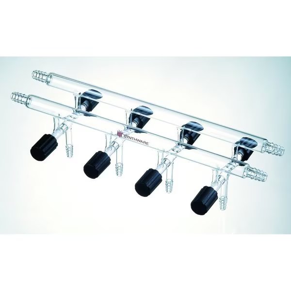 MANIFOLD, VACUUM/INERT GAS, DOUBLE, 4 PORT, 450mm, 4 HOSE., Synthware, Mfr#: M111004
